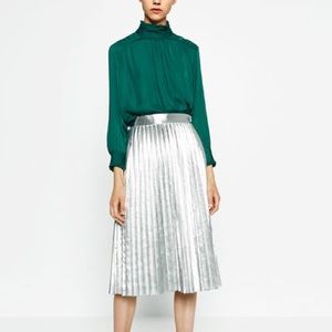 Zara Emerald Green Mock Neck Blouse